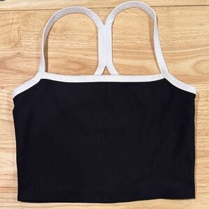 ABERCROMBIE & FITCH YPB Black & White Trim Cropped Athletic Tank Top